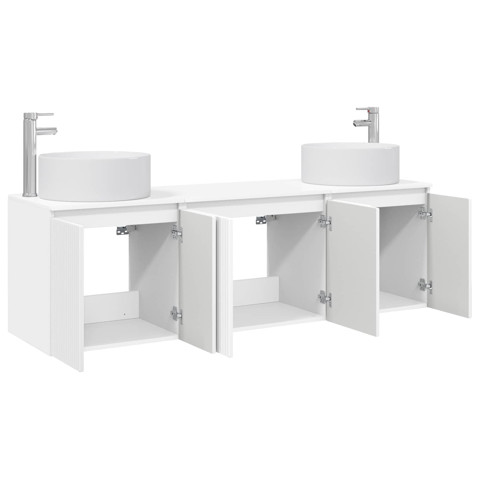 Juego de 3 armarios para baño, color blanco brillante