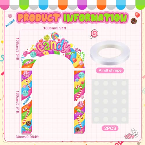 Image of HunnmingRe 3 Pcs Lollipop Candyland Party Decorations for Door Large Porch Sign Door Arch Banner Set Colorful Candy Land Themed Birthday Baby Shower Sweet Shop Party Supplies