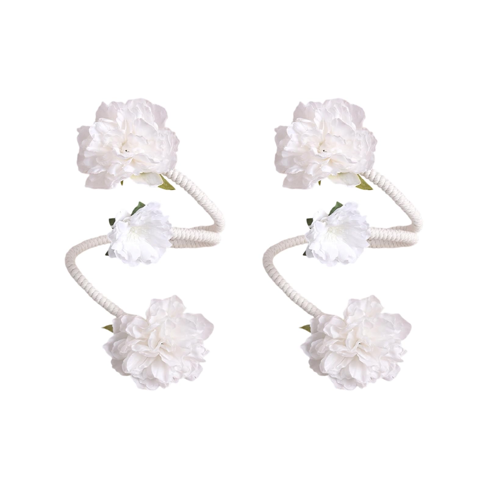 Tsophreniq 2PCS Multifunctional Flower Themed Fabric Tiebacks Polyester Texture Suitable for Residential and Commercial Use Simple Curtain Clip