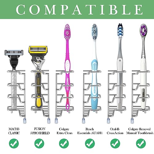 Linkidea Wall Mount Toothbrush Holder for Shower, Stainless Steel Toothpaste Stand, Self Adhesive/Countertop 3 Slots Organizer Compatible with Colgate Extra Clean, Oral-B CrossAction - Cosy Home Interiors Linkidea Wall Mount Toothbrush Holder for Shower, Stainless Steel Toothpaste Stand, Self Adhesive/Countertop 3 Slots Organizer Compatible with Colgate Extra Clean, Oral-B CrossAction - Image 2