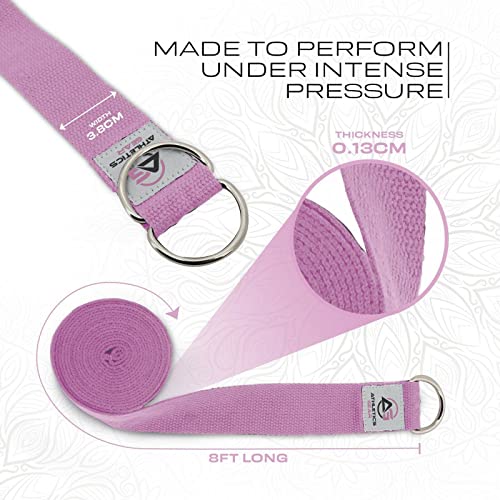 Yoga Strap Belt with Metal D-Ring Buckle, 6ft long & 1.5 inch wide, Made with Durable Cotton for Stretching and Flexibility - Image 4