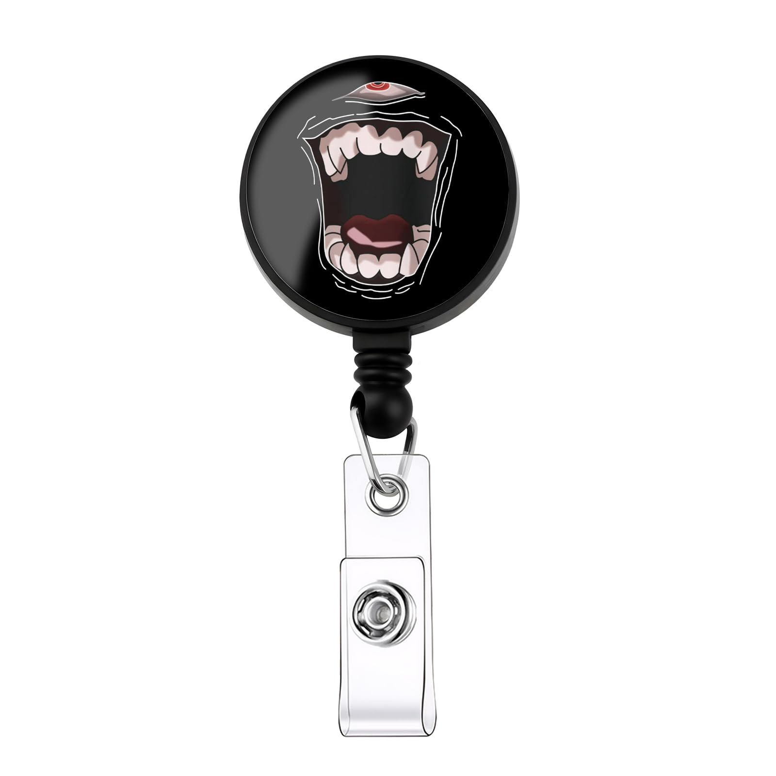 AKTAP JJK Anime Badge Reel Anime Lover Gift Anime’s Fan Gift Ka-sen Merch JIK’s Manga Gift JJK Badge Holder with Clip (Gojo Mouth Badge-PY2)