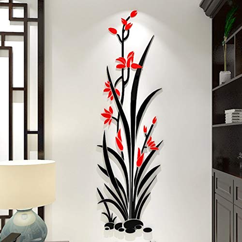 Kitchen Decals for Wall ,Removable 3D Acrylic Wall Sticker Decal Decorations for Living Room Bedroom 3D Wall Decor (Red)