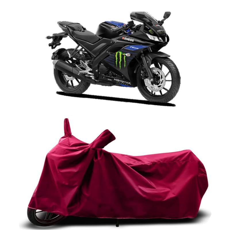 Image of DUFFEL-Two Wheeler Bike Body Cover Compatible for Yamaha YZF R15 V3 Bs6 Bs6 Heat Protectio /UV-Rays /Birds Dropping /DustProof /Waterproof Indoor Outdoor and Parking Full Body Protection [MAHROON]