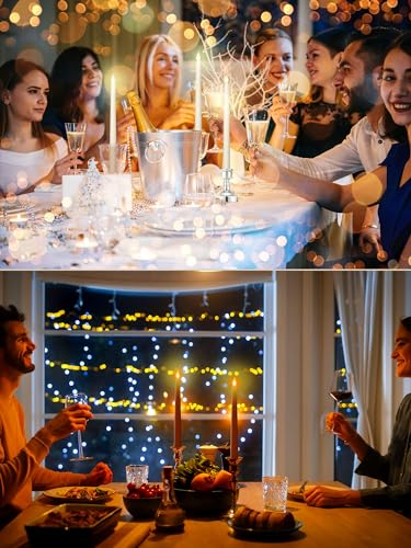Image of VIHOSE 24 Pcs Flameless Taper Candles with Holders Remote Timer Battery Operated Candles Bulk LED Candlesticks Flickering for Valentines Wedding Home Window Carnival Party Decor(Silver,Classic Style)