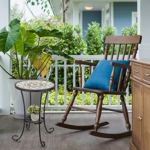 VCUTEKA-Outdoor-Side-Table-Mosaic-Patio-Table-Accent-Table-Mosaic-Tile-Top-Metal-Frame-Small-End-Table-Porch-Beach-Patio-Garden-Balcony-Brown-14 VCUTEKA Outdoor Side Table Mosaic Patio Table Accent Table Mosaic Tile Top Metal Frame Small End Table Porch Beach Patio Garden Balcony Brown 14