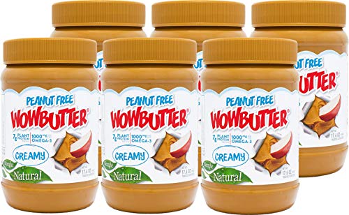 Peanut Free Tree Nut Free Natural No Stir Spread  WOWBUTTER  Award Winning Vegan Plant Protein Food made with Non-GMO verified Whole Soy  (Creamy, 1.1 Pound (Pack of 6))