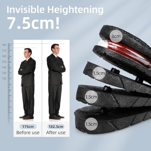 Image of XINIFOOT Height Increase Insole 4-Layer Air Cushion Heel Insert Lift Shoes Insole for Men and Women Invisible Elevator Adjustable Insoles (Half Pad, 2.95 Inch)