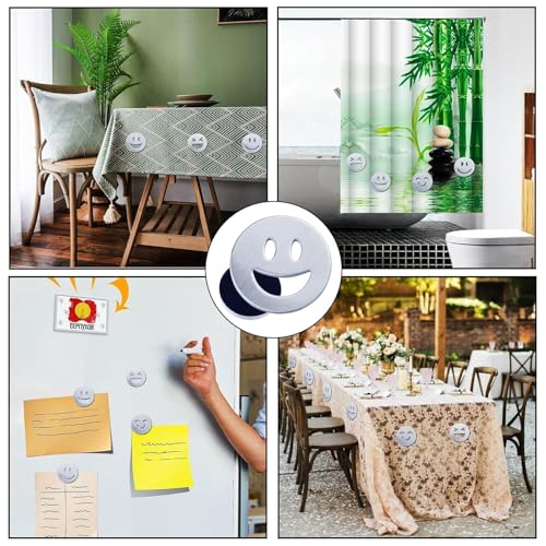 Lonwiner 4 Stück Tischdeckenbeschwerer Magnet Smiley, Tischdeckenbeschwerer für Draußen Vorhang Beschwerer Outdoor Duschvorhang Beschwerer