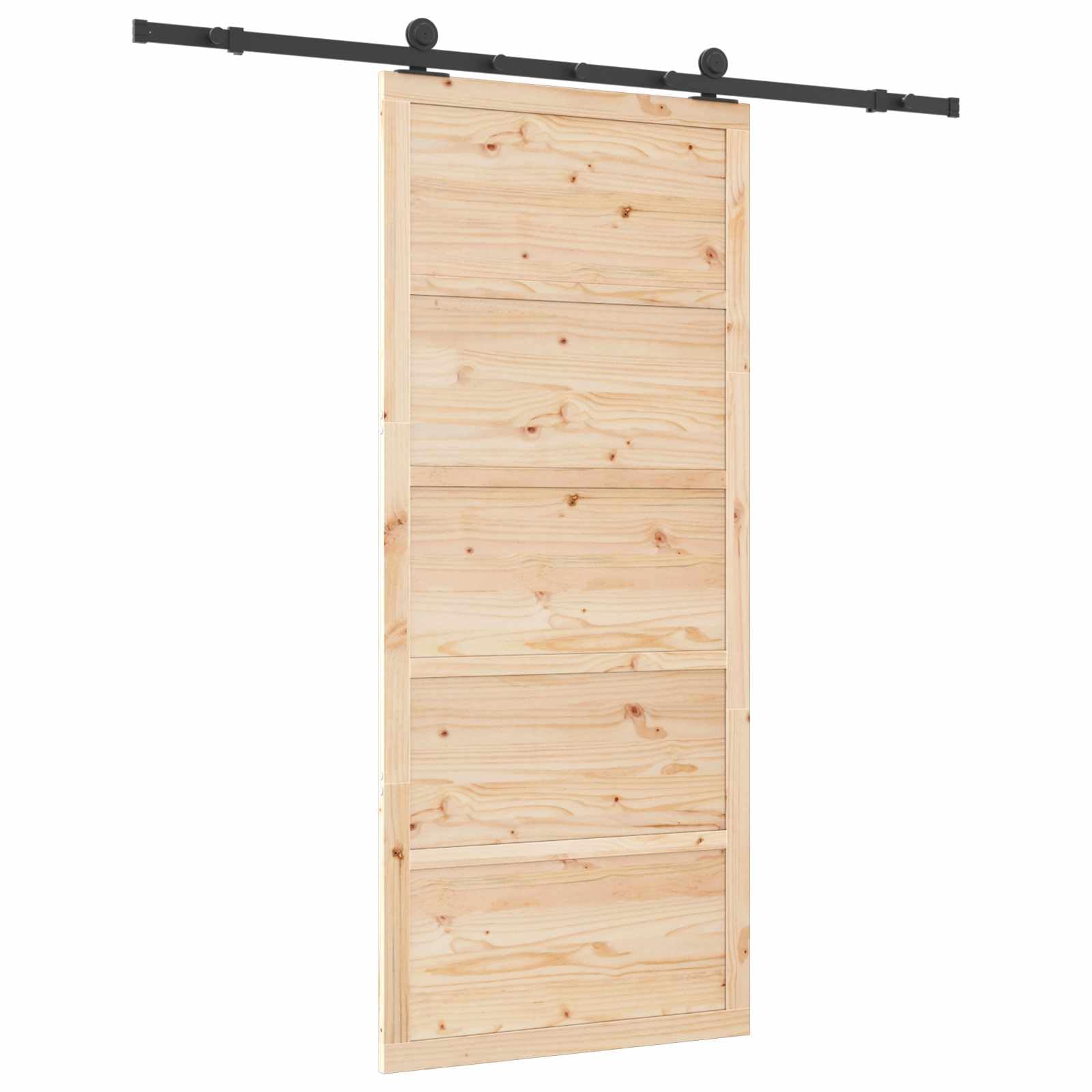 Porta scorrevole in legno di pino 100x208 con sistema scorrevole, divisorio in legno massello, per interni