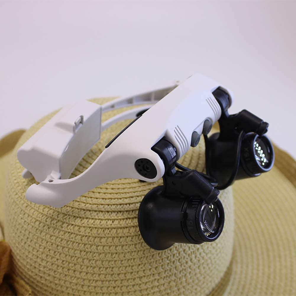 Loupes Dentaires, Loupe Frontale avec Bandeau - Loupes Binoculaires - Grossissement 10X, 15X, 20X, 25X - Loupe Binoculaire pour La Réparation De Bijoux Et De Montres