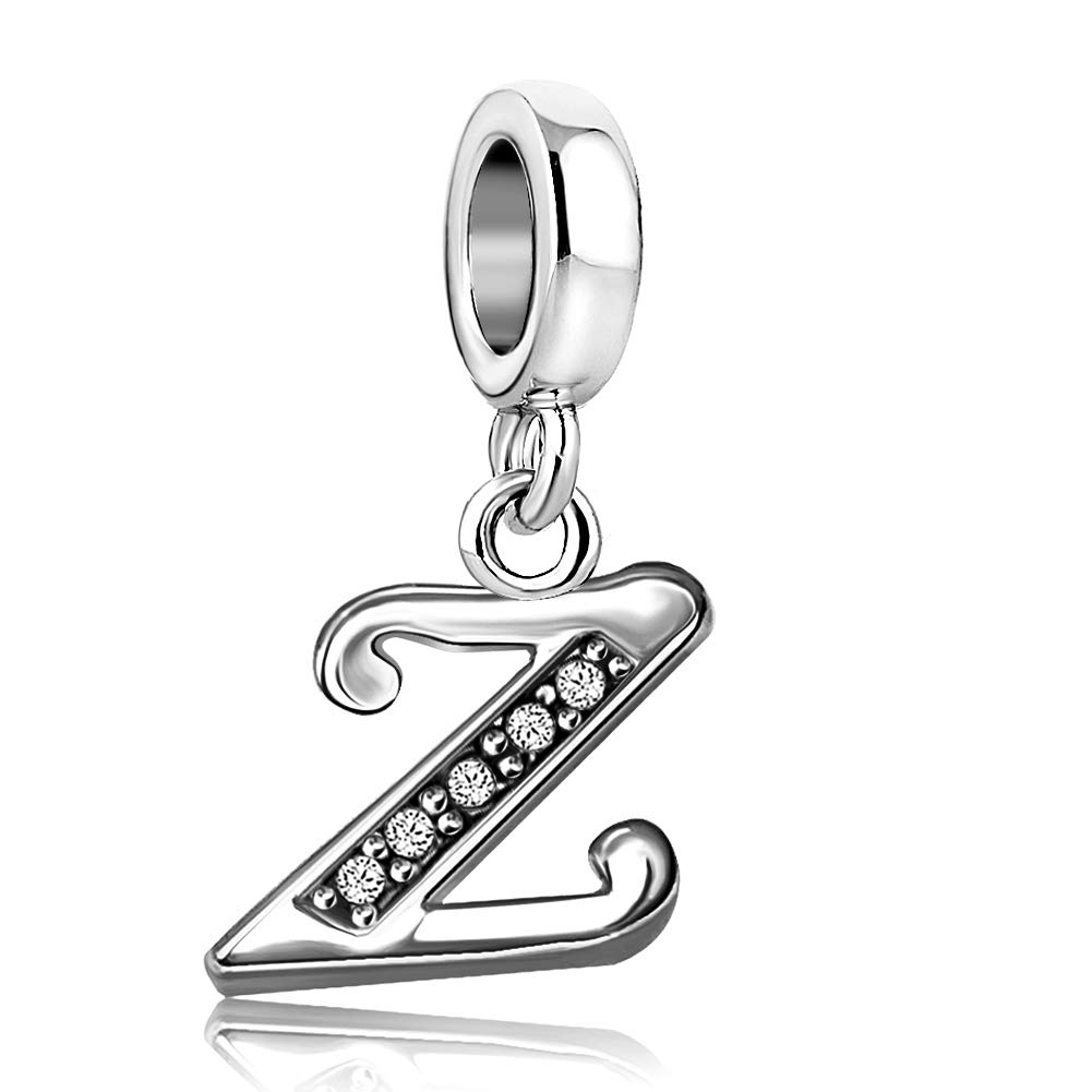 A to Z Letter Initial Name Charms Alphabet Dangle Beads Compatible With Pandora Charms Bracelets