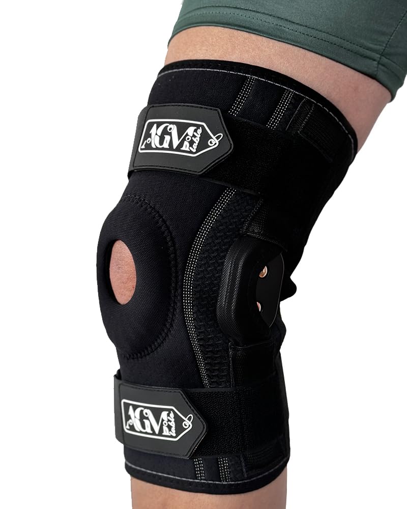 AGM Lable, Knee braces, Hinged Knee Support, Knee pain relief for man and woman, Joint Support patella gel pad with side stabilizers, Knee Brace for
