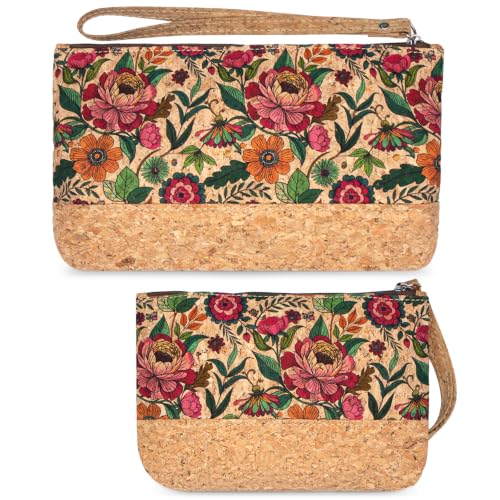 Image of boshiho Natural Cork Clutch Wristlet Wallet Cell Phone Card Holder Coin Purse Bag