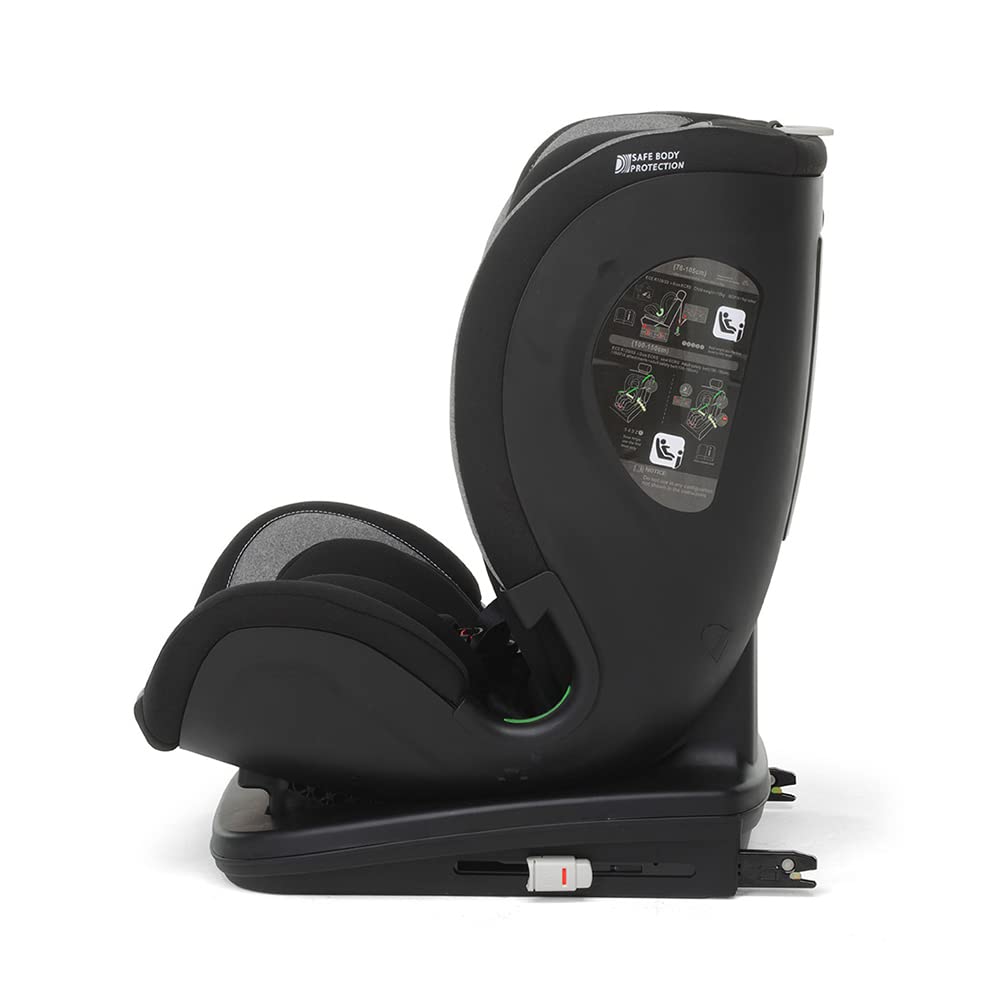 Foppapedretti Seggiolino Auto Reklino I-Size, per bambini da 76 a 150 cm di altezza, 15mesi-12 anni, conforme ECE R129, Fissaggio Dualfix (Isofix e non), Safe Body Protection, Comfort Kid Pad, Carbon