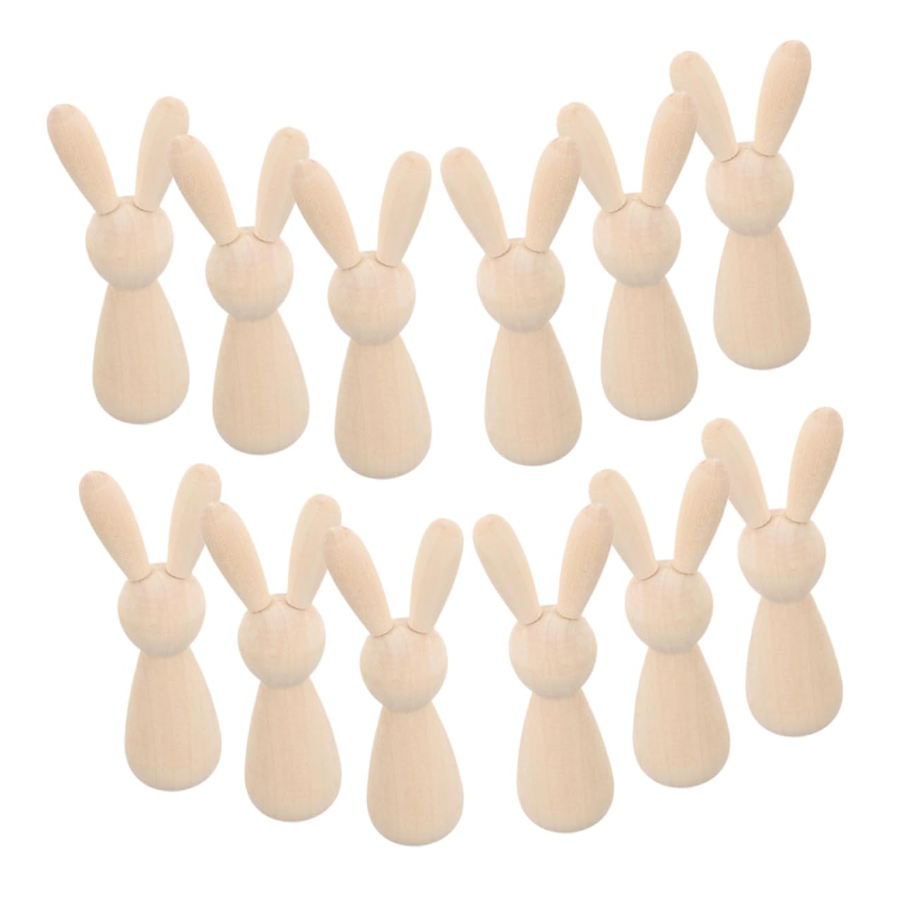 4 Juegos Títere De Conejito Manualidades De Graffiti Suministros De Bricolaje Mini Conejos Graffiti Madera Decoraciones De Mesa Figura De Conejo Diy De Madera 12 Uds * 4