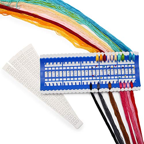 Image of Luxiv 50 Position Embroidery Floss Organizer, Thread Shelf with 15P Card | 50 Position Thread Holder And 15 Replaceable Cards, For Embroidery Floss, Needles, Cross Stitch And Sewing Projects