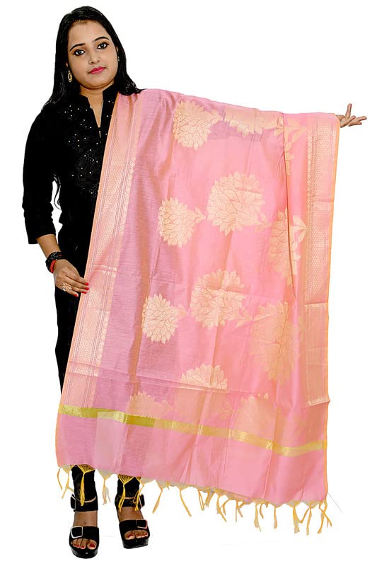 Women's Cotton Silk Zari Work Banarasi Dupatta pashmina shawls and wraps for evening dresses (014)