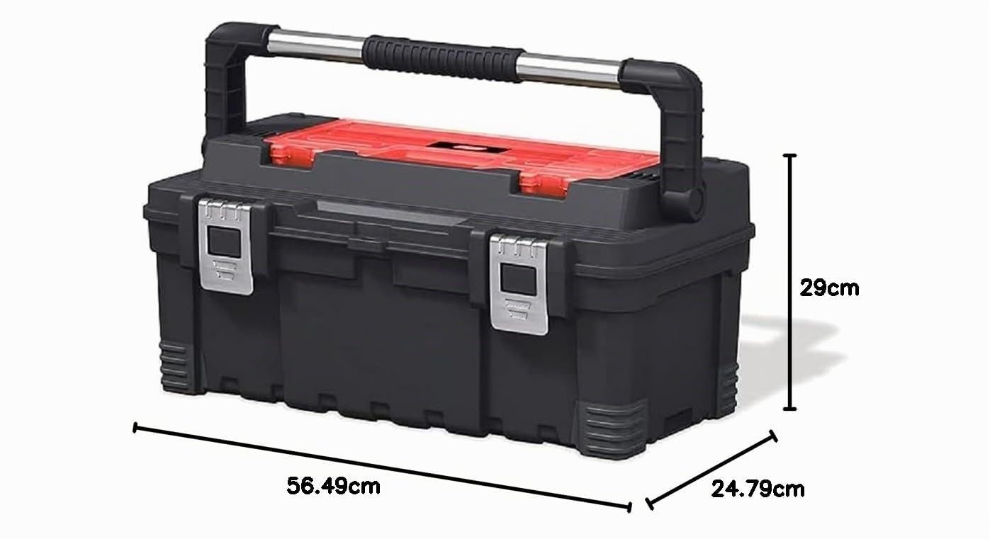 Keter- Caja de herramientas, Maletín Portátil, 22 pulgadas;Color Negro/Rojo