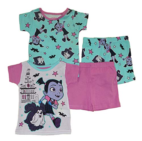 Disney Girls' Toddler Vampirina 4-Piece Cotton Pajama Set, Friends Mint, 2T