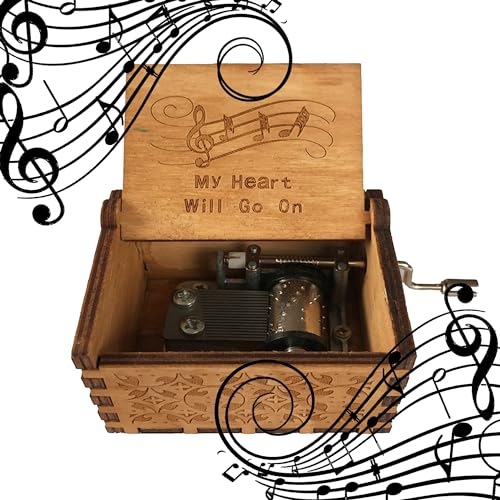 MINGZE Premier Spieluhr, Vielzahl von Stilen Musik-Box Hand-hölzerne kreative Holz Handwerk Gravur aus Holz Dekorative Box (Titanic)