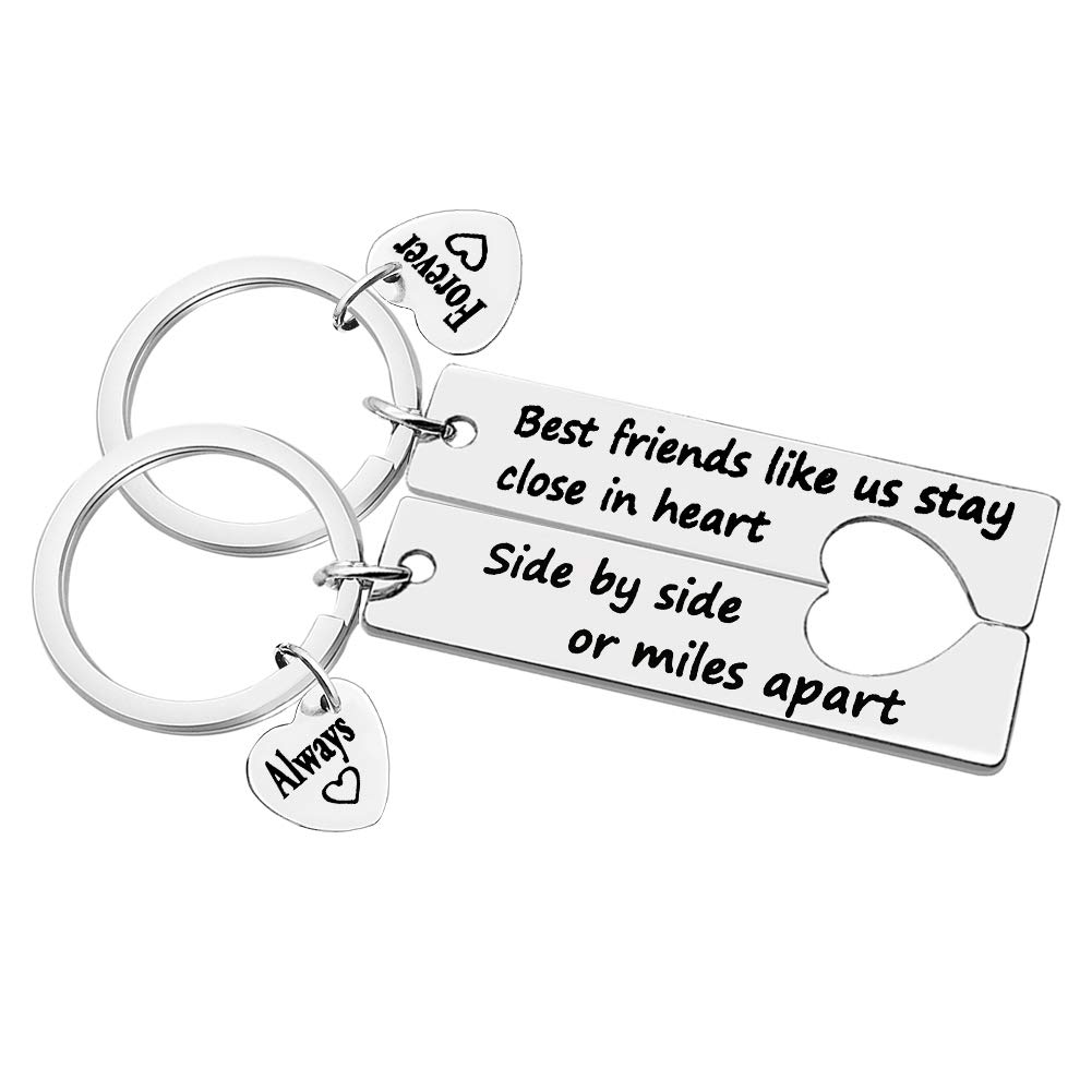 Dabihu Friends Key Chain Ring Friendship Gifts Puzzle Keyring Keychains Side by Side or Miles Apart Friends Close in Heart Keyring Birthday Christmas Graduation Gift Sisters Friendship Gift