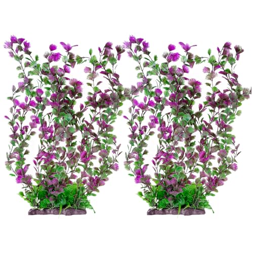Image of Hamiledyi Aquarium Plastic Plants Aquarium Decor Artificial Fish Tank Plants,Tall Fish Tank Decorations, Extra Large Aquarium Plant 20.4-inch Tall,2PCS