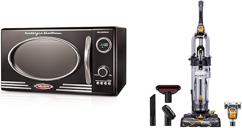 Nostalgia EUREKA - Horno microondas para encimera, grande, 800 W, 0.9 pies cúbicos y aspiradora vertical EUREKA PowerSpeed ligera y potente para