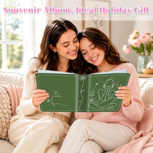 Image of Photo Album 4x6 120 Pockets Olive Women Botanical Line Art