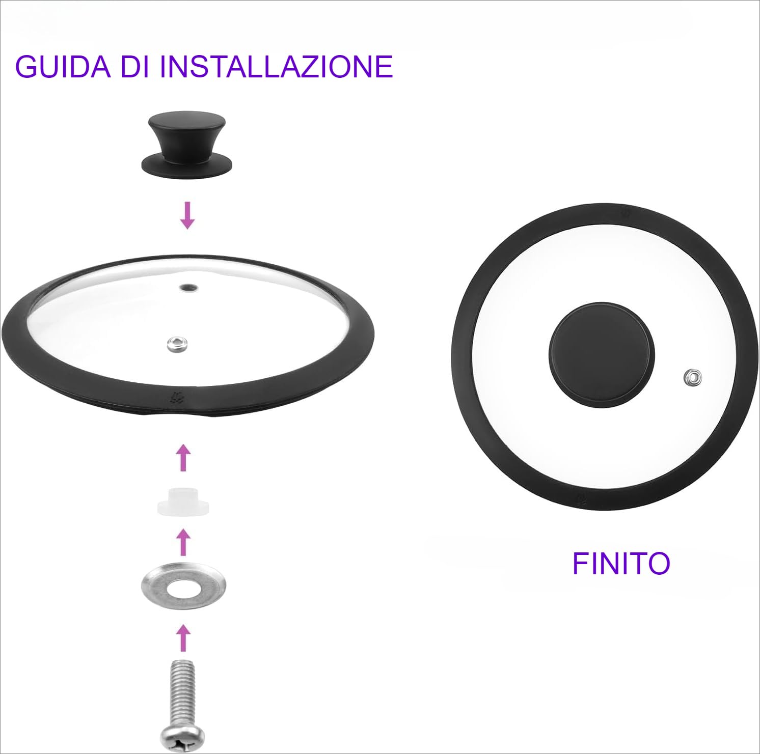 Coperchio in vetro di silicone per pentole, padelle, padelle da 33 cm, lavabile in lavastoviglie, coperchio di ricambio ventilato in silicone resistente al calore, nero