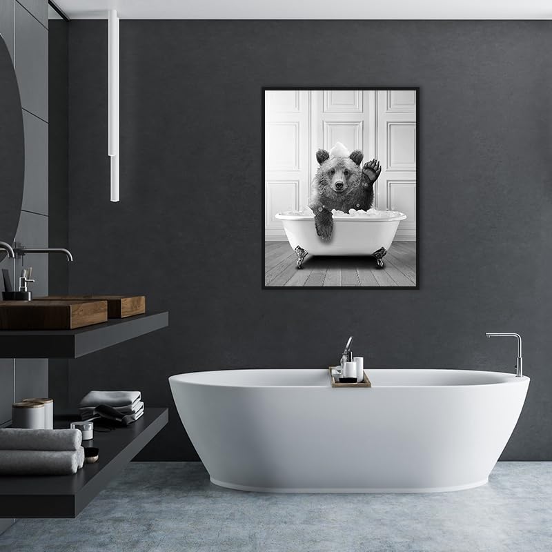 QPLGTU Bathroom Home Background Wall Decoration Poster, Black and White Highland Cow Decoration Photo Wallpaper - Image 3