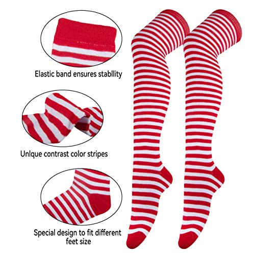 Image of Over Knee Rainbow Thigh High Socks Cosplay Accessories for Women Fashion Wild Long Striped Leg warmers