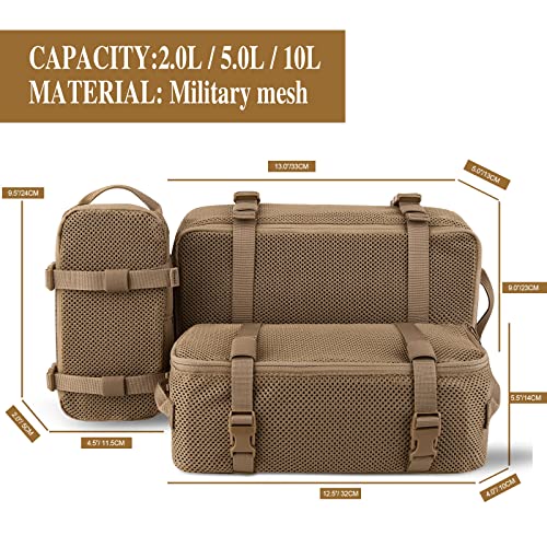 PETAC GEAR 3 PCS Tactical Modular Packing Cubes, Large Capacity Mesh Storage Bag,Outdoor Travel Organize Storage Pouches Bags.3