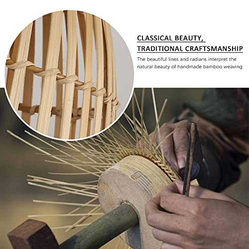 SUNLLOK Modern Plug in Bamboo Wall Light Fixture - Industrial Basket Rattan Lampshade Hanging Wall Mounted Lamp with Switch, Indoor Wood Wicker Wall Sconces for Kitchen Island, Living Room, Restaurant - Image 3