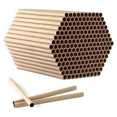 Navaris Cardboard Bee Nesting Tubes (Pack of 200) - 15cm Long x 8mm Diameter Tube for Mason Solitary Bees - For Filling Insect Hotels and Bug Houses Cover