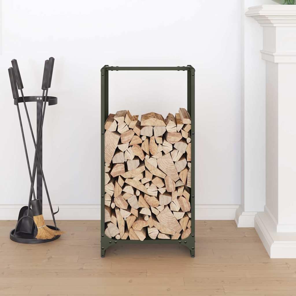 Genérico Leñero Verde Oliva 40x30x80 cm Acero Laminado en frío,Casa y jardín,Accesorios para hornos de leña y chimeneas,Bolsas y Soportes de leña-864234