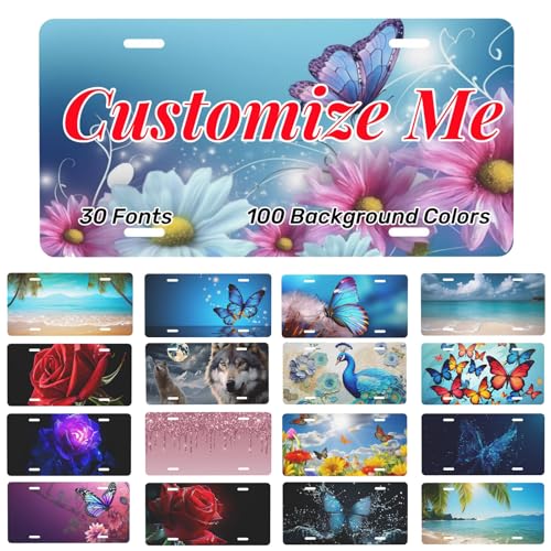 Custom License Plate for Front of Car?Personalized License Plate with Add Your Text Image Photo Logo Novelty Aluminum Metal Decorative Auto Car Tag (6