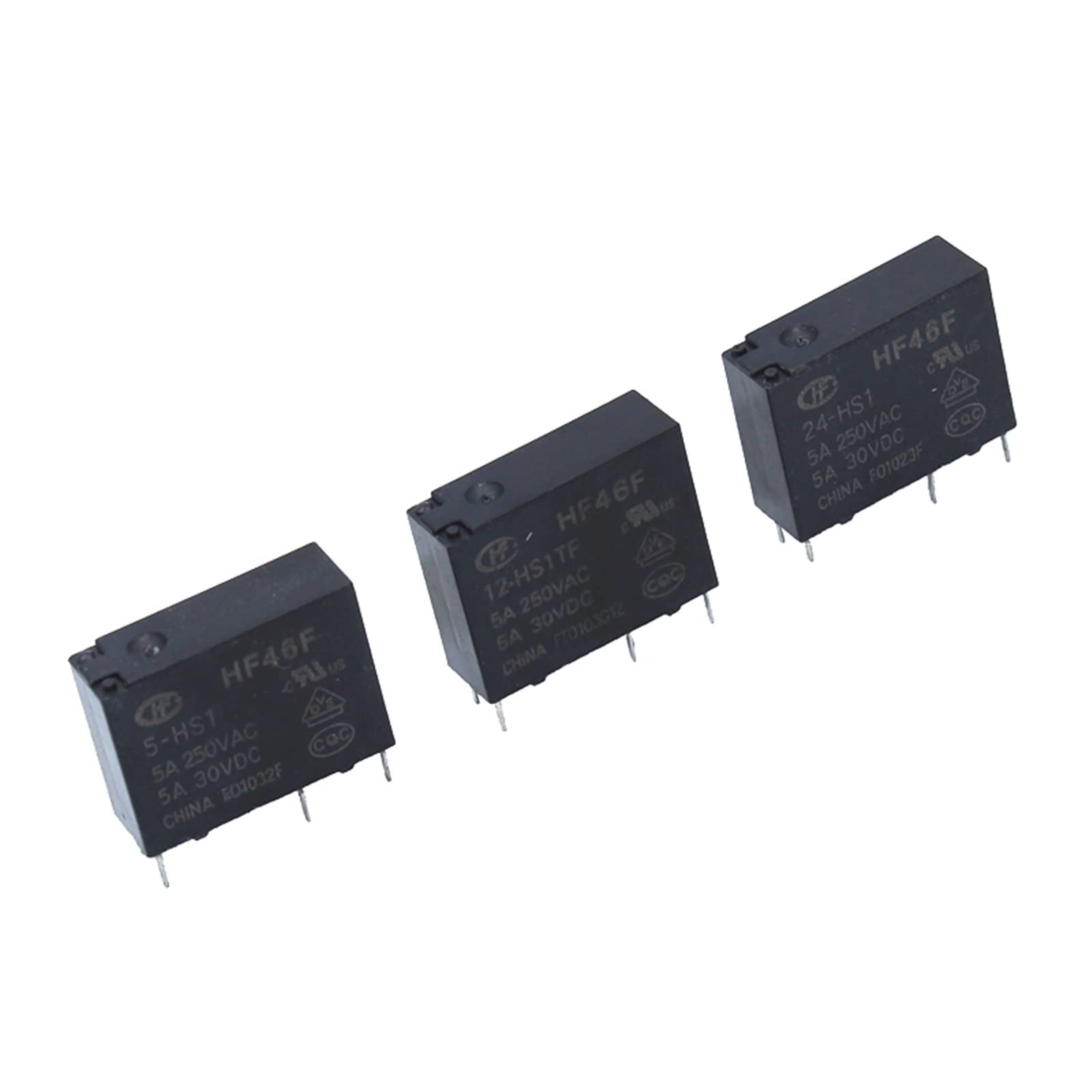 AERBNYEQP 10PCS 5A 4Pin HF46F-5-HS1 HF46F-12-HS1 HF46F-24-HS1 Power Relay A Normally Open 5 12 24 VDC 250VAC(HF46F-5-HS1)
