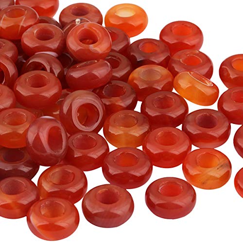mookaitedecor 20pcs 12mm Natural Carnelian/Red Agate Round Large Hole Gemstone Beads for Jewellery Making Loose Rondelle Crystal Stone Beads for Crafting European Bracelet Macrame DIY Projects - Image 3