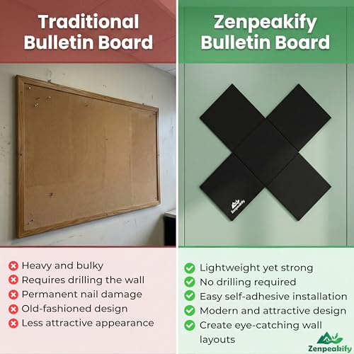 Image of Bulletin Board - 6 PCS Self Adhesive Notice Board for Office with 50 Push Pins, 30x30 cm Pin Board Set for Study Room, Vision Board and Display Board for office, Soft Board for Study Table.