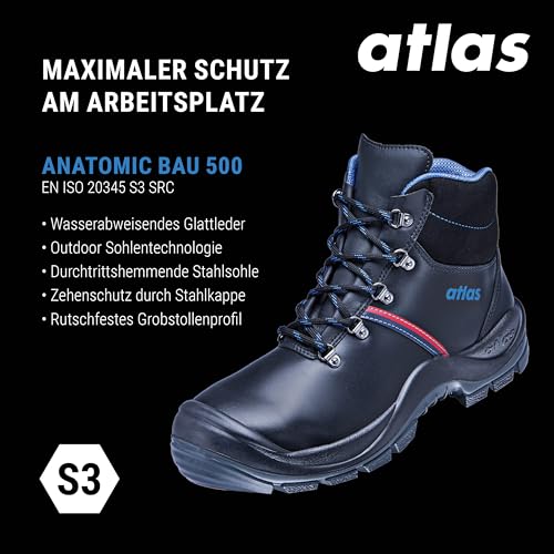 Foto von Atlas Anatomic BAU 500, Arbeitsschuh Klasse: EN ISO 20345:2011 S3, Schwarz, 42 EU