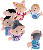 Vista 6 de Mini abuelos, marionetas de terciopelo de tela, juego de marionetas de dedo, 6 personas, miembros de la familia, juego de marionetas de dedo, hora