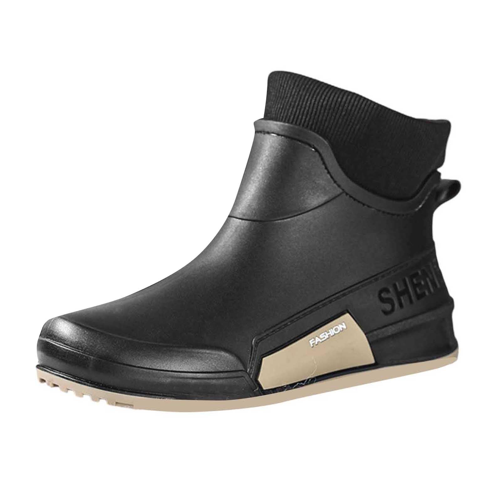 Generisch Stivali Invernali Donna,Moda Pioggia Scarpe Elegante Breve Caviglia Slip Stivali In Gomma Versatile Coppia di Scarpe All'aperto Con Solido