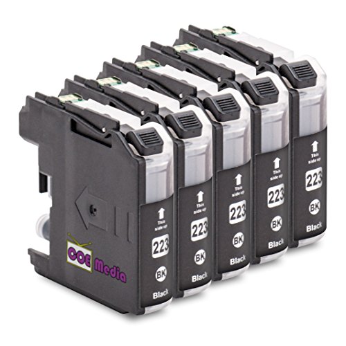 5x Cartuchos de Tinta para BROTHER LC-223 BK | 5x negro (70ml) | para BROTHER DCP-J4120DW MFC-Ink, MFC-J4420DW 4-in1, MFC-J4620DW 4-in-1, MFC-J4625DW, MFC-J4425DW