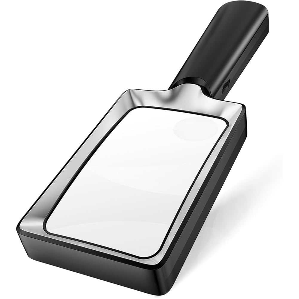 Onchdbfhuu Lighted Magnifier-2X 8X Magnifying Glass with 20 LED Lights, Large Handheld Rectangle Magnification Glasses