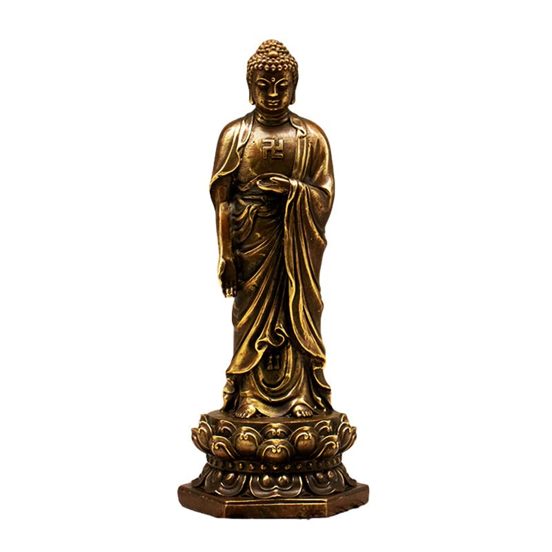 Latón Estatua de Buda de Interior Buda Decoración, Copper Standing Shakyamuni Buddha Statue,Brass Handmade Buddhism Sculpture Feng Shui Figurines Home Study Crafts Decorations