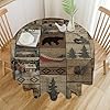 Rustic Bear TableclothVintage Bear Cottage Country Cabin Farmhouse Style Table CoverWater Resistant Wipeable Tablecloths for Holiday Home Picnic Party Round 70 Inch
