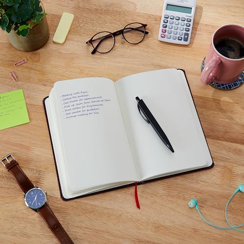 Image of amazon basics A5 Diary With Ribbon Bookmark & Pen,Gift Set For Corporate & Personal Occasions (Red),240 Pages