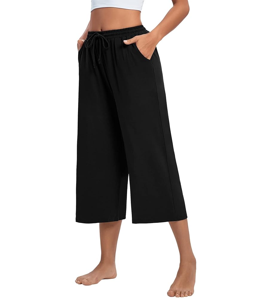 Amazon.com: ASIMOON Womens Capri Pants Wide Leg Shorts Loose