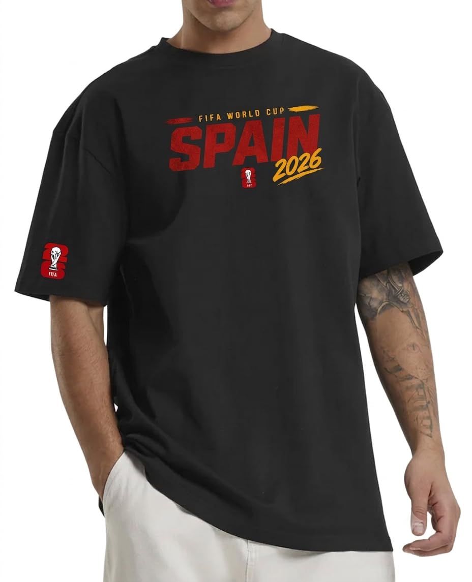 Spain FIFA World Cup 2026 Black Oversized T-Shirt-image-17